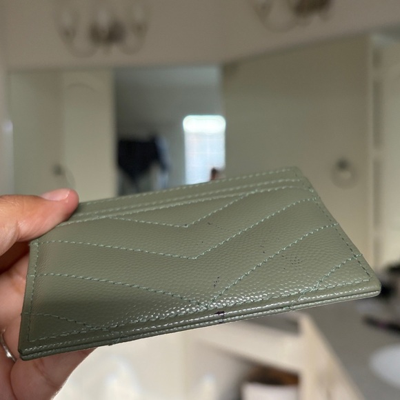 Yves Saint Laurent Olive Card Holder with Gold Logo - Picture 2 of 5